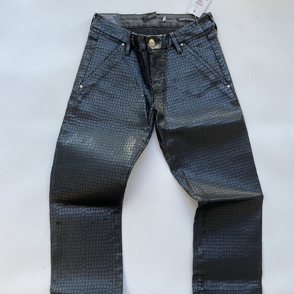 Guess Women’s Shape Up Seamless Skinny Jeans Reptile Black Waxed Finish Size 25 - Picture 4 of 14